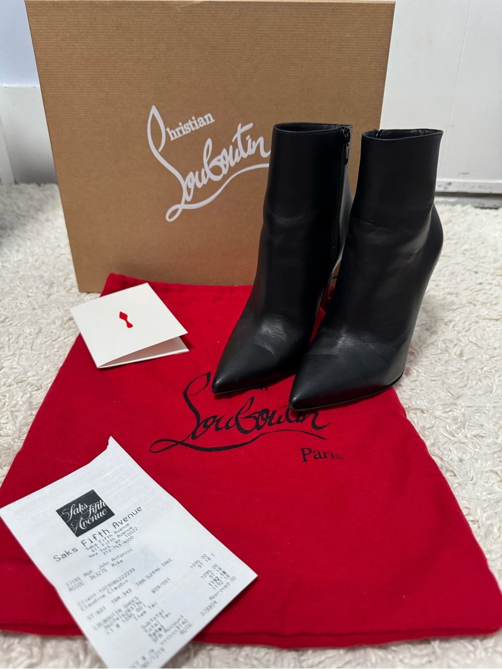 Christian Louboutin So Kate Booty 100 Black Leather Ankle Boots EU 35 Box